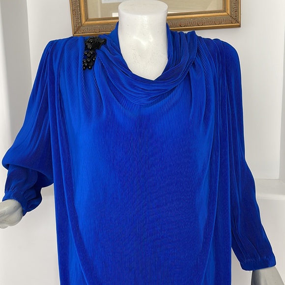 Virginie Paris Vintage 1980'S Long Sleeve Dress Blue - Picture 5 of 13